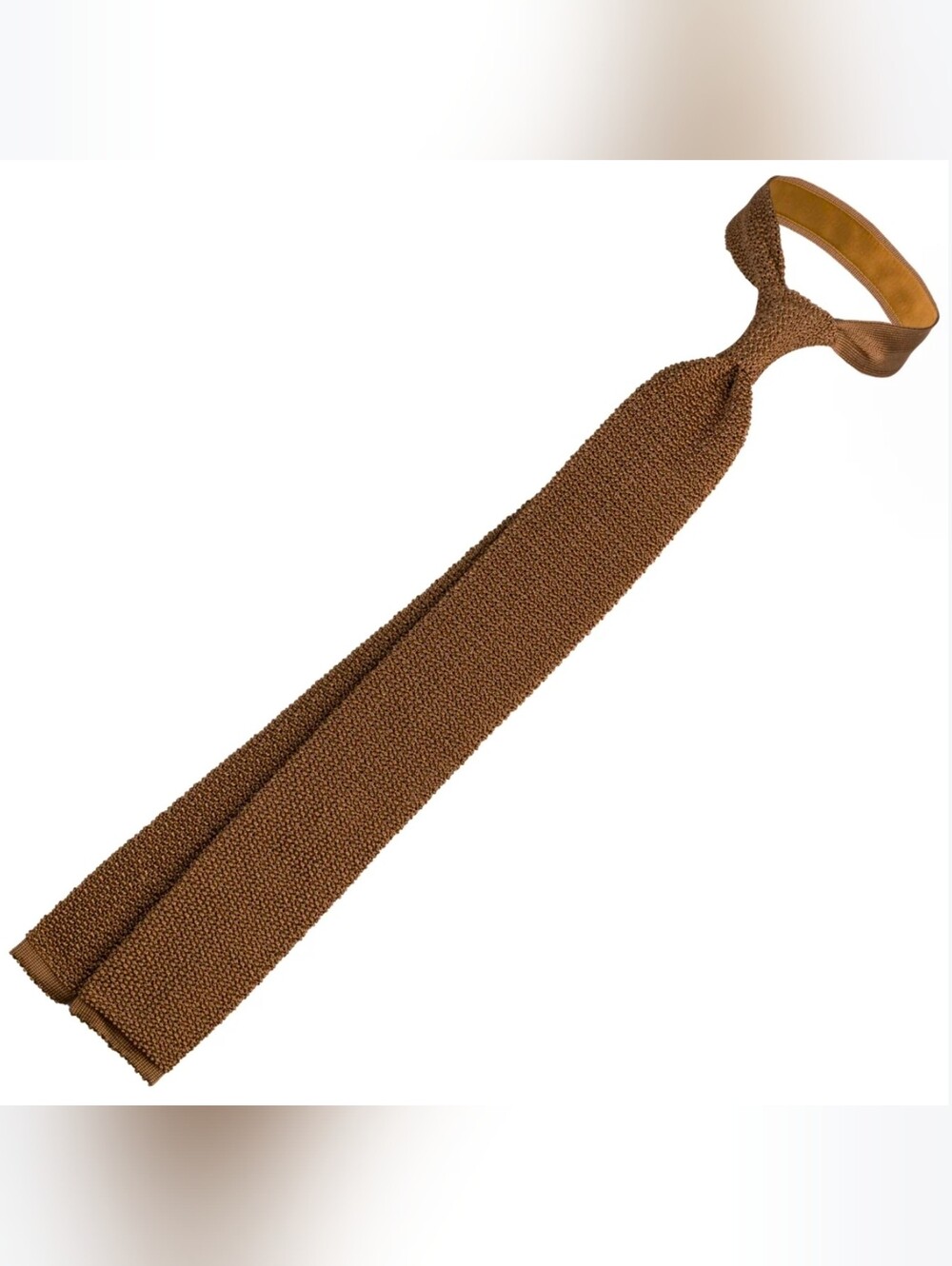 Rooster Men's Knit Mohair/Wool Tie Solid Brown Pointed Style WPL 13303